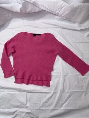 360Cashmere 100% Cashmere Pink Rib Knit Sweater XS Crew Neck Pullover